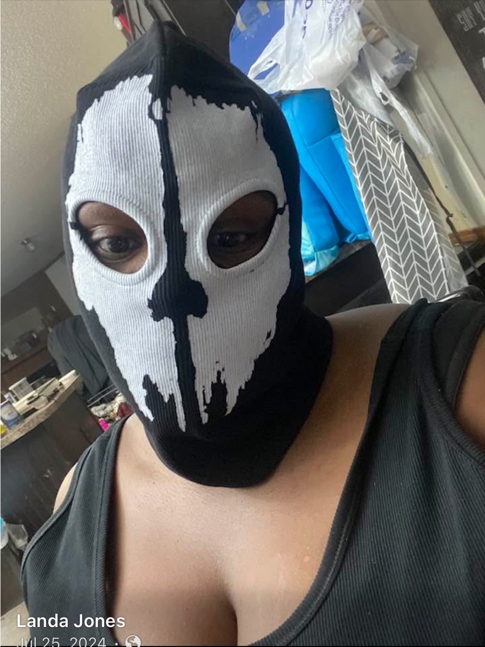 Kids Skull Face Balaclava Mask - Black/White